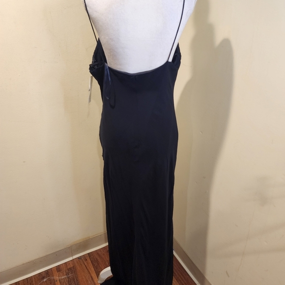 CHELSEA NITES Black 100% Silk Floor Length Strappy Evenings Formal Dress 16 NWT - Picture 9 of 12